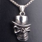 Pickled Moon Gothic Skull Pendant & Chain Necklace 