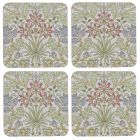 Set of 4 Coasters William Morris Hyacinth Design Gift Boxed
