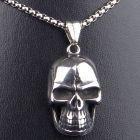 Pickled Moon Mens Stainless Cracked Skull Pendant & Chain Long Necklace