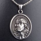 Asita Face of Jesus On Oval Backplate Pendant & Chain Necklace 
