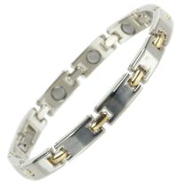 Ladies Copper Alloy with Gold & Chrome Finish Bracelet Hi Strength NdFeB 10 Magnets 